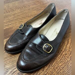 TANINO CRISCI Handmade‎ Brown Leather Loafers Buckle Luxury Italy Vintage 34